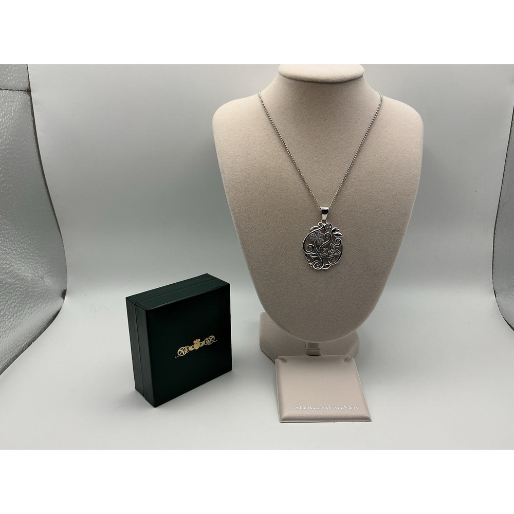 Solvar Sterling Silver Celtic Shamrock Trinity Knot Pendant Necklace Ireland